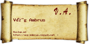 Vég Ambrus névjegykártya